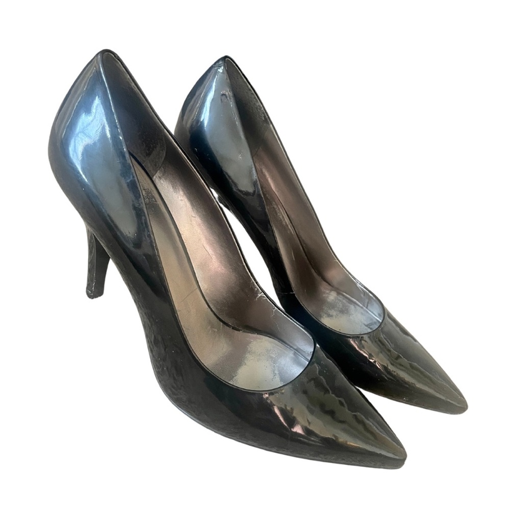 Shiny Black Leather Nine West Pump Heels